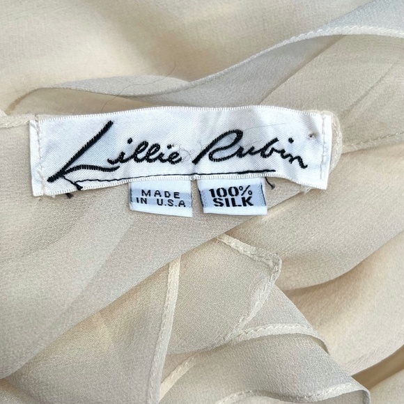 VINTAGE LILLIE RUBIN PALE YELLOW SILK SEMI SHEER RECTANGLE SCARF - Picture 8 of 8